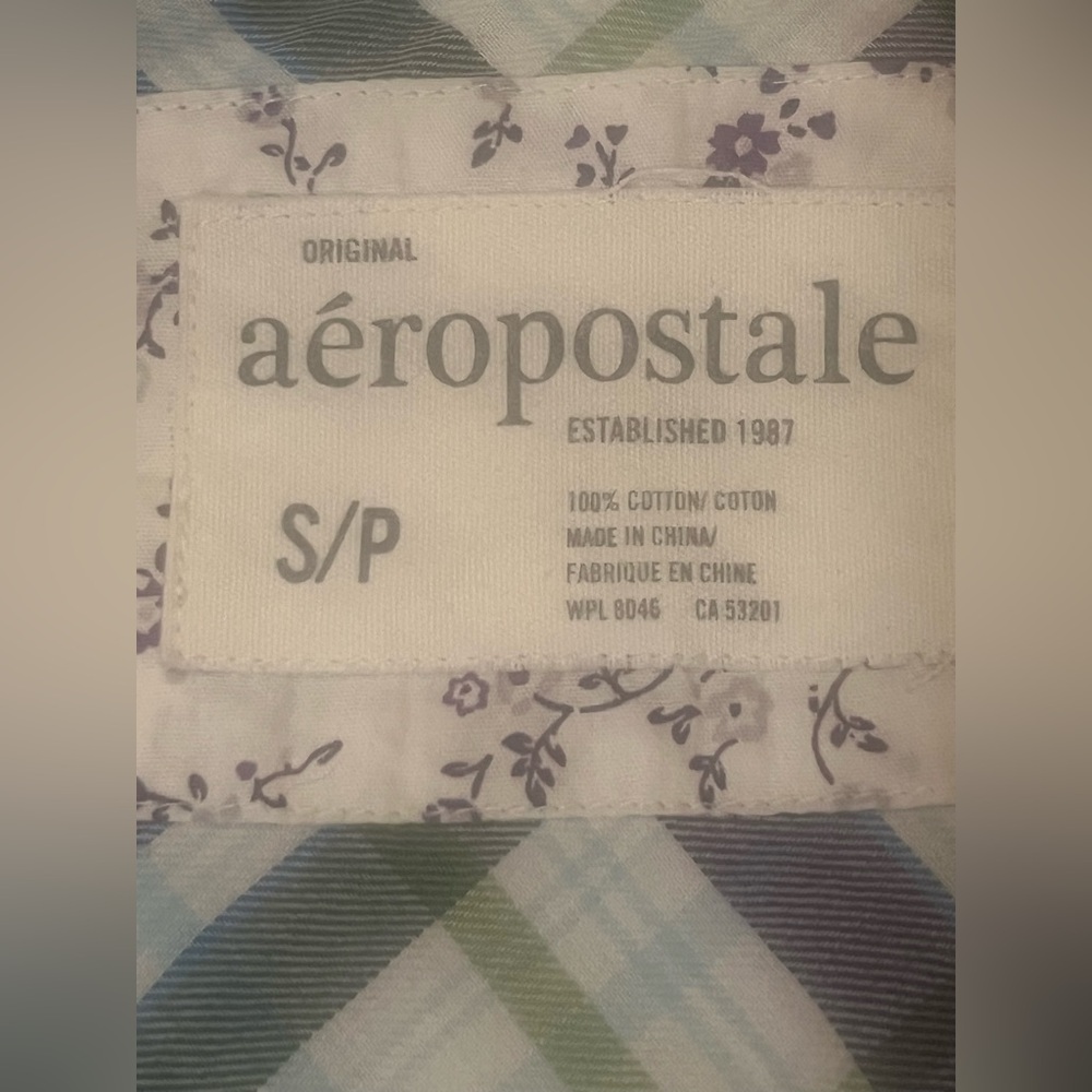 Aeropostale 2010 Green & Purple Y2K Western Long Sleeve Flannel Button Up Size S - Picture 14 of 16